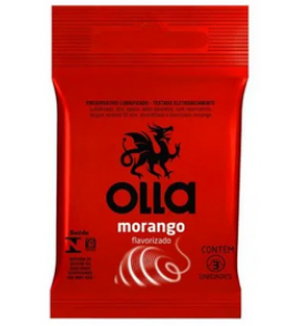 PRESERVATIVO OLLA LUBRIFICADOS MORANGO 3UND