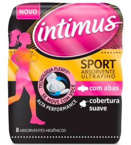 ABSORVENTE INTIMUS SPORT SUAVE C ABAS 8UND