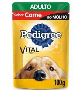 RACAO PEDIGREE ADULTO CARNE AO MOLHO SC 100G