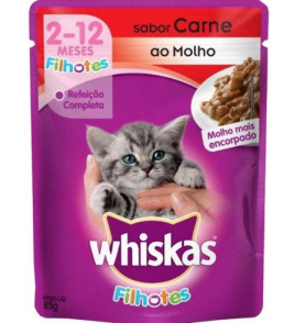 RACAO WHISKAS FILHOTE CARNE 85G