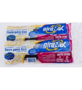 SACO DE LIXO GIROMIX PRETO EM ROLO 20UN 30L