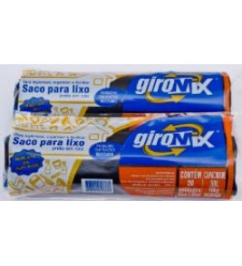 SACO DE LIXO GIROMIX PRETO 20UN 50L